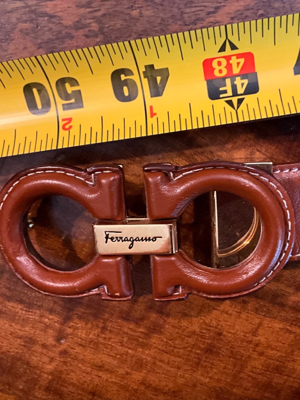Luxury Ferragamo Brown Leather Adjustable Gancini Buckle Belt